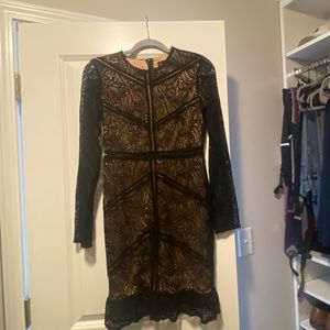 Black lace long sleeve dress